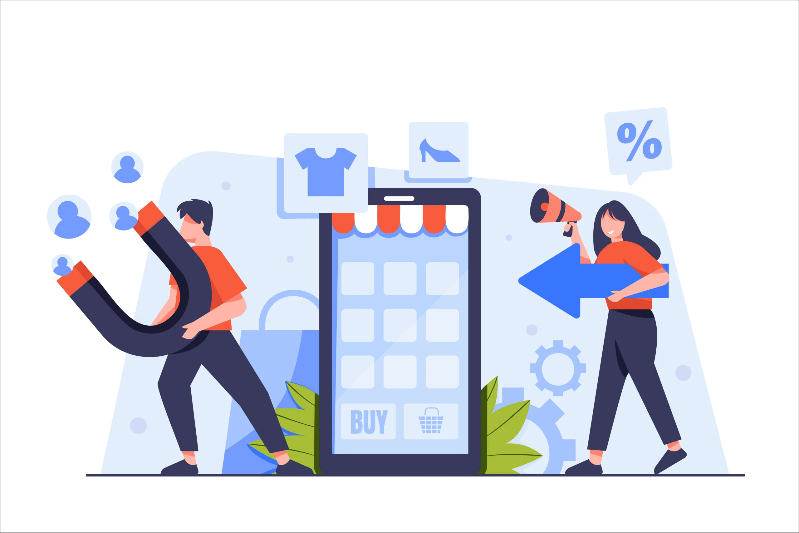 Online shopping on smartphone Business team call customer to onl